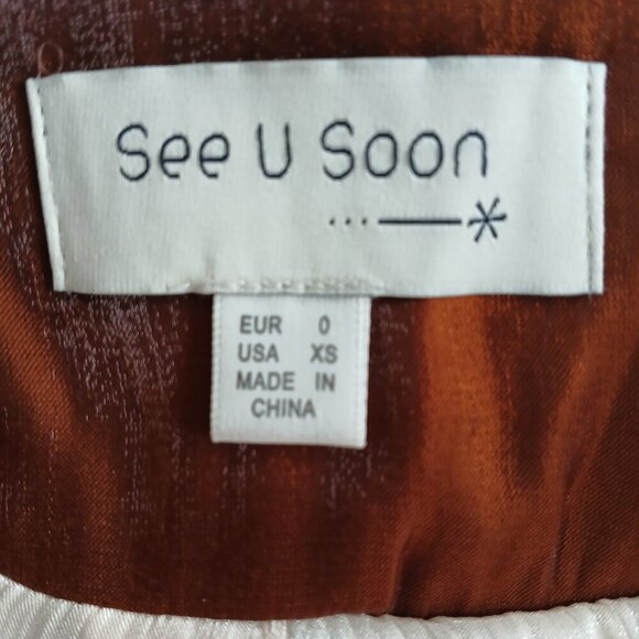 SEE YOU SOON SATIN COPPER COLORED LINED BLAZER WOMENS SIZE XS - Picture 8 of 8